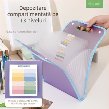 Fișier acordeon A4 cu 13 compartimente, vertical, pentru documente ale elevilor