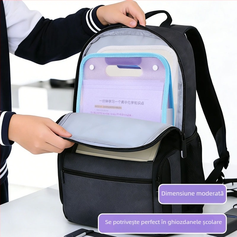 Fișier acordeon A4 cu 13 compartimente, vertical, pentru documente ale elevilor