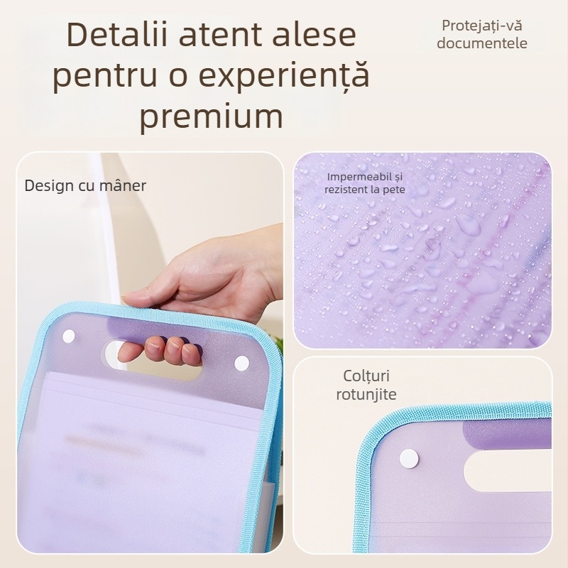 Fișier acordeon A4 cu 13 compartimente, vertical, pentru documente ale elevilor