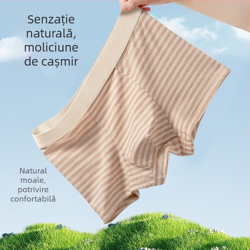 Boxeri bărbați din bumbac colorat, cu dungi — respirabili, moi pentru piele, confortabili, mărime mare