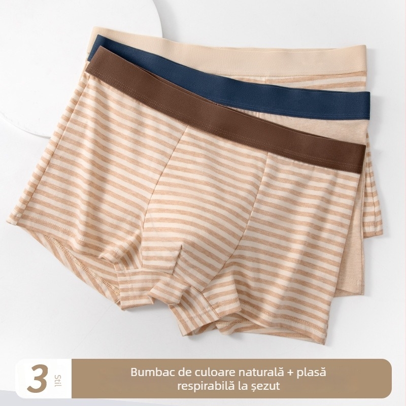 Boxeri bărbați din bumbac colorat, cu dungi — respirabili, moi pentru piele, confortabili, mărime mare