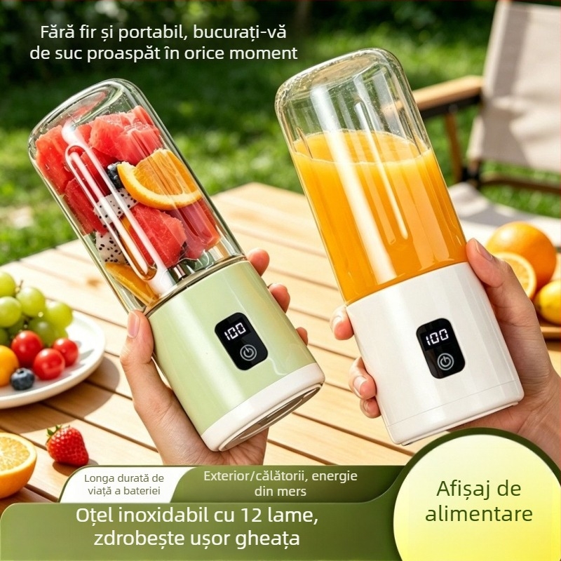 Storcător portabil, reîncărcabil, multifuncțional pentru uz casnic; pahar de suc compact; poate zdrobi gheață și extrage suc din fructe și legume.