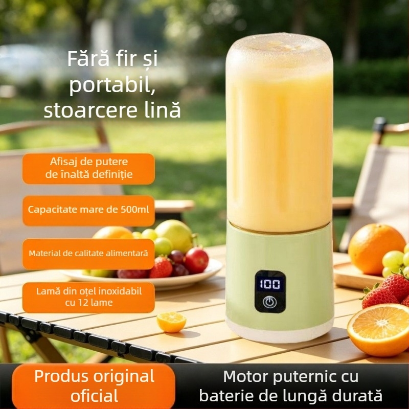Storcător portabil, reîncărcabil, multifuncțional pentru uz casnic; pahar de suc compact; poate zdrobi gheață și extrage suc din fructe și legume.