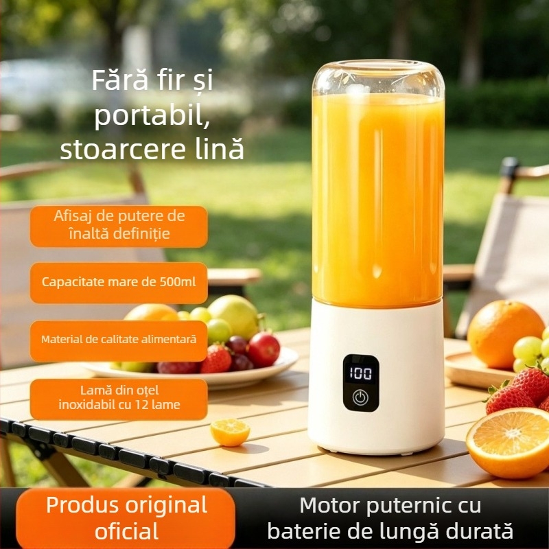 Storcător portabil, reîncărcabil, multifuncțional pentru uz casnic; pahar de suc compact; poate zdrobi gheață și extrage suc din fructe și legume.
