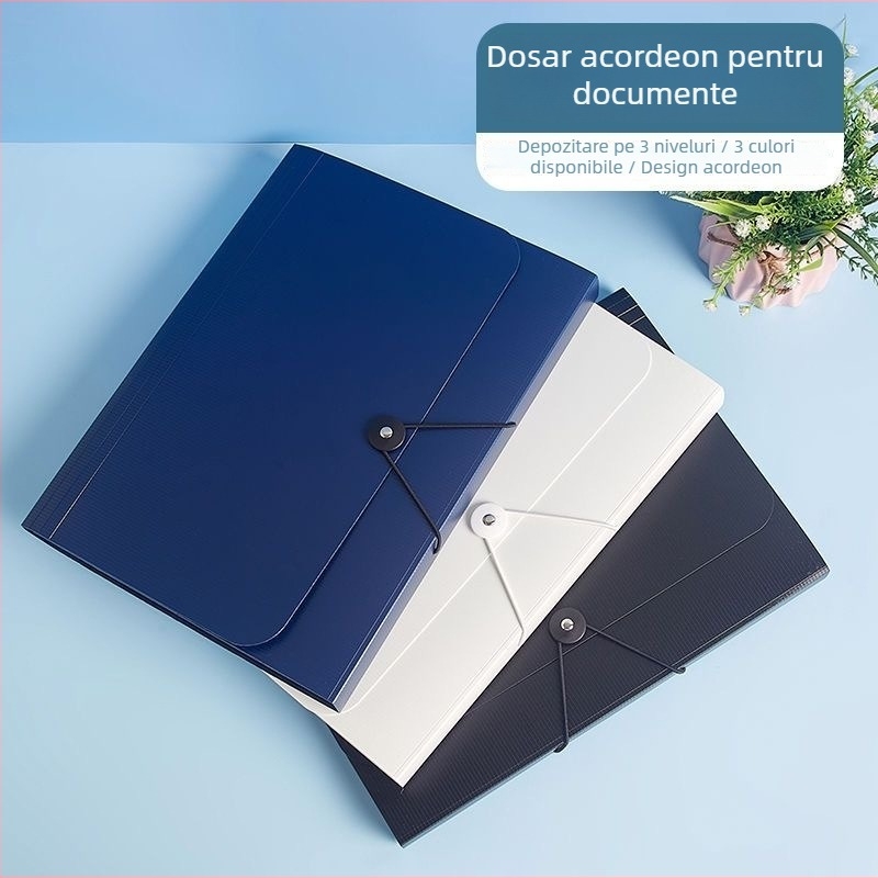 Dosar A4 acordeon pentru lucrări de examen, documente și chitanțe – organizator de stocare cu mai multe niveluri