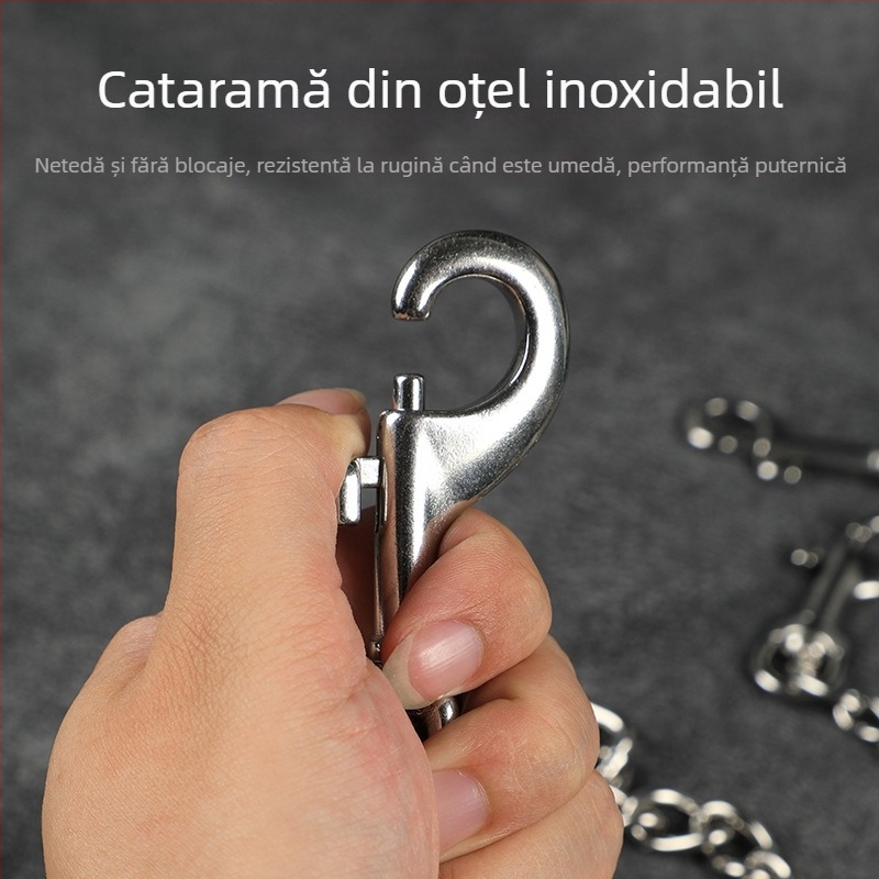 Lesă de câine din oțel inoxidabil 304 cu lanț anti-mușcătură pentru câini de mici și mari