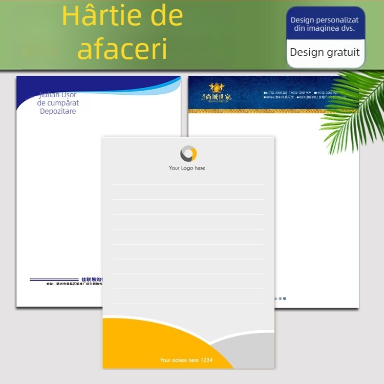 Hârtie antet A4/A5 cu logo imprimat pentru documente oficiale, potrivită pentru școli și comitete de sat, notițe de întâlnire