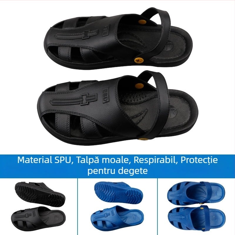 Slapi SPU ESD anti-static, cu șase găuri, încălțăminte de laborator rezistentă la praf