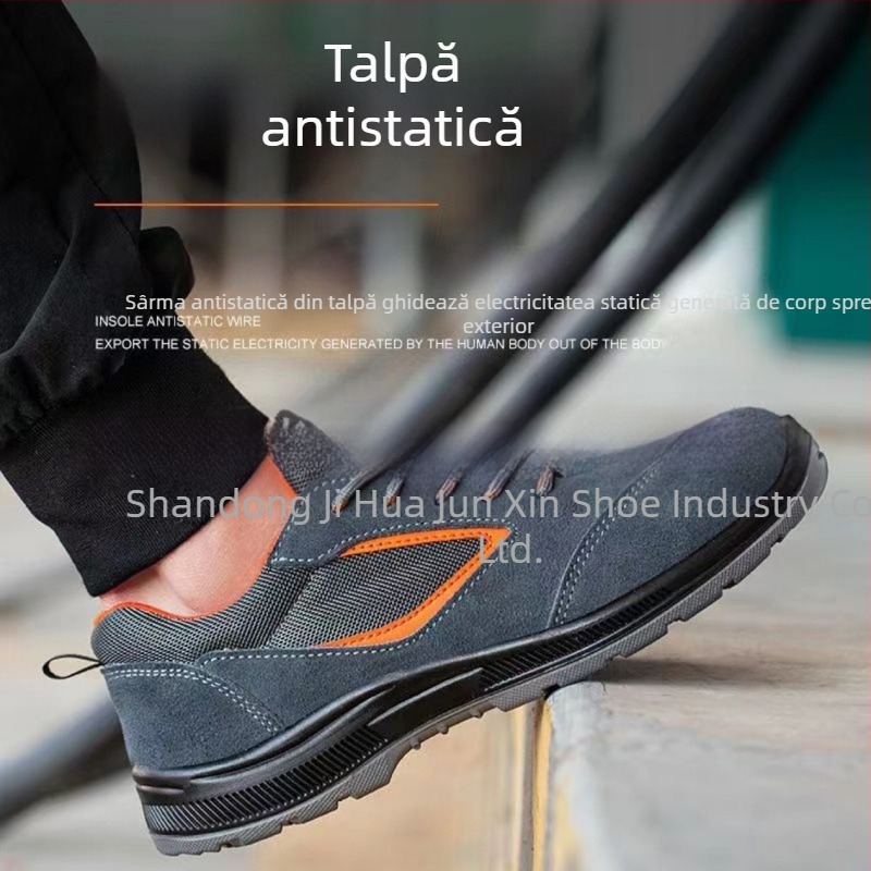 Pantofi de protecție anti-static cu vârf din oțel, respirabili și rezistenți la uzură pentru bărbați, standard național, Old Yellow Bull