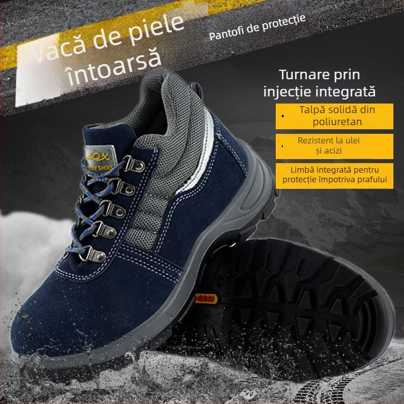 Pantofi de protecție pentru sudori, înalți, cu vârf din oțel, protecție împotriva loviturilor și perforării, antiderapante, talpă rezistentă, limbă întărită, protecție la praf și stropi, rezistență la căldură.