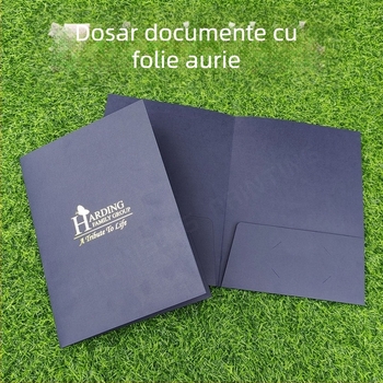 Mapă A4 din hârtie decorativă cu ștampilă aurie, pentru contracte, copertă cu inserție pentru o singură pagină, personalizabil