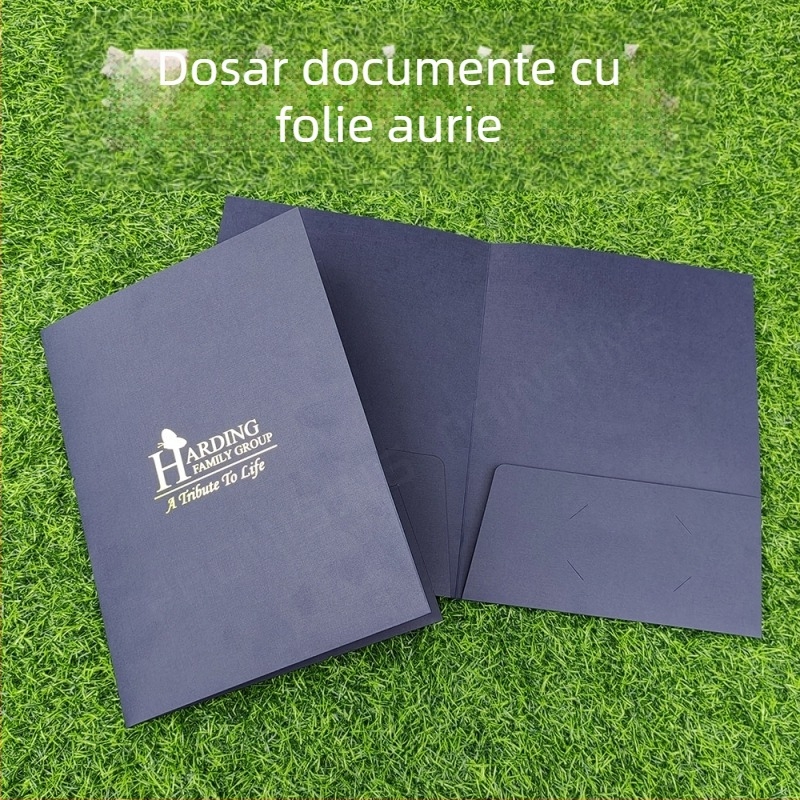 Mapă A4 din hârtie decorativă cu ștampilă aurie, pentru contracte, copertă cu inserție pentru o singură pagină, personalizabil