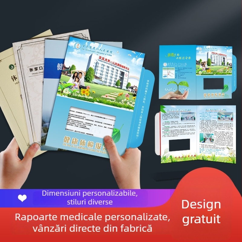 Plicuri personalizate pentru documente contractuale, documente de licitație tipărite, coperți A4, dosare pentru rapoarte de examinare medicală cu inserții