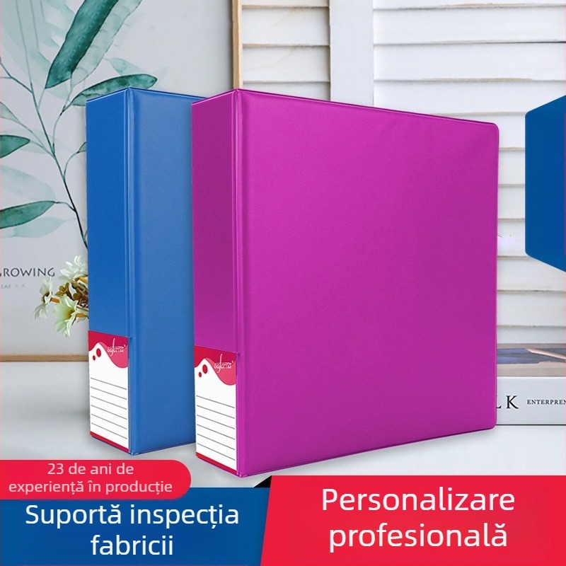 Mapă A4 din PVC cu buzunare pe trei laturi, tip D, pentru găuri 2/3/4