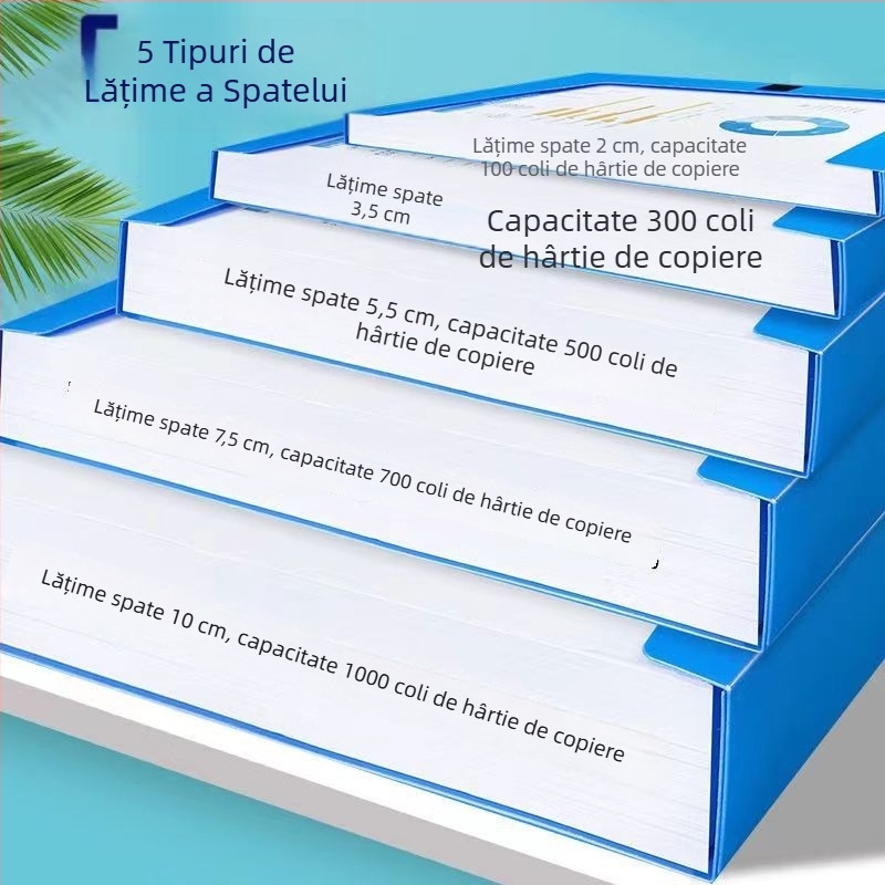 Cutie de documente A4 din plastic, albastră, pentru birou, personalizabilă