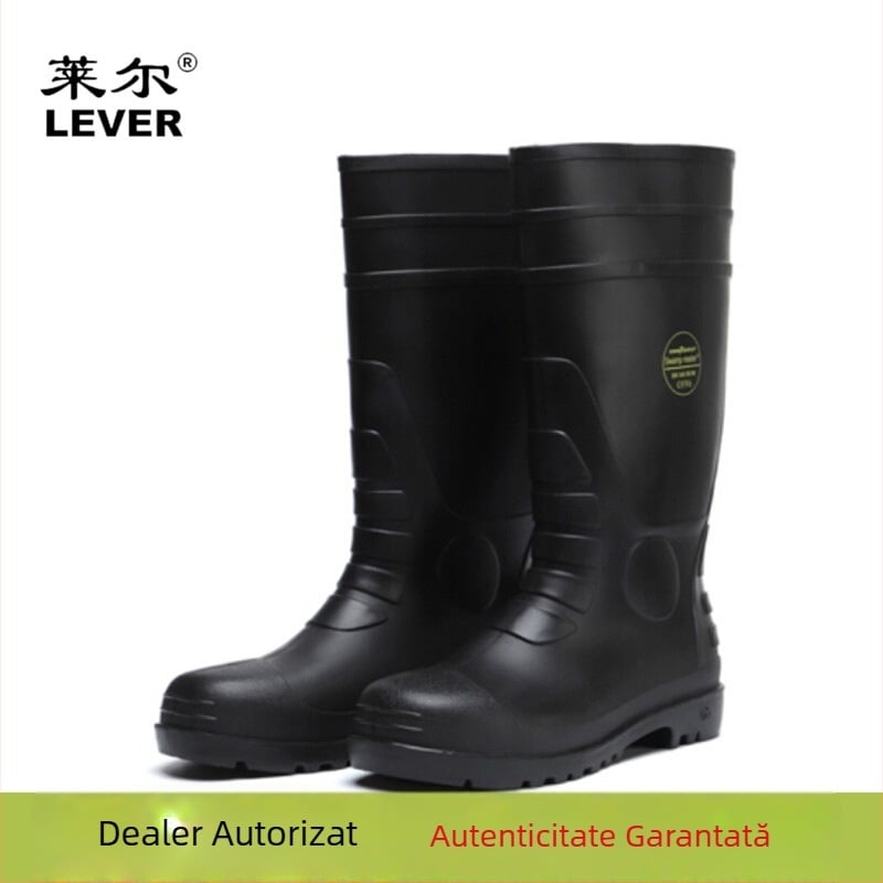 Laier SL-2-99 Bocanci chimici cu dublă protecție din oțel, talpă neagră, 39 cm, impermeabili, antiderapante, rezistenți la uzură, coroziunea chimică și perforare