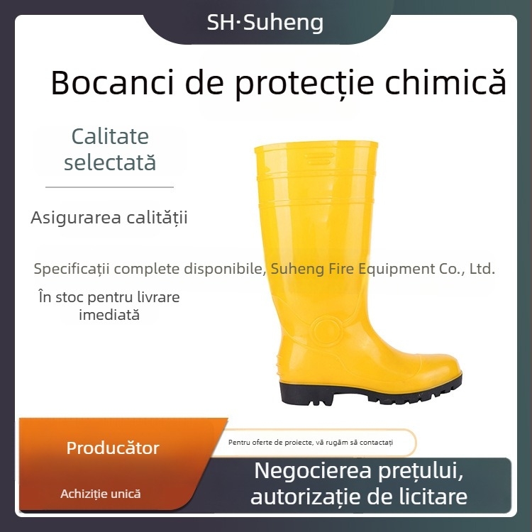 Cizme de protecție rezistente la praf, la lovire și la perforare, înalte, impermeabile, talpă din cauciuc, rezistente la substanțe chimice