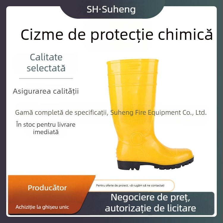 Ghete de intervenție înalte, rezistente la substanțe chimice, cu vârf din oțel și protecție antișoc și anti-perforație