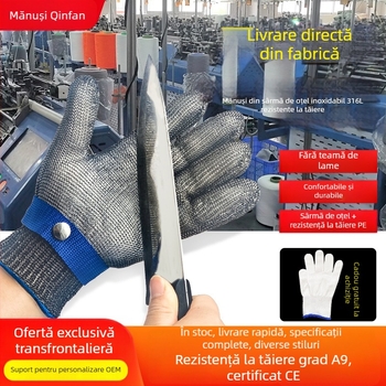 Mănuși anti-tăiere cu sârmă din oțel 316 pentru tăierea peștilor, grad A9, protecție pentru mâini, anti-tăiere și anti-zgârieturi