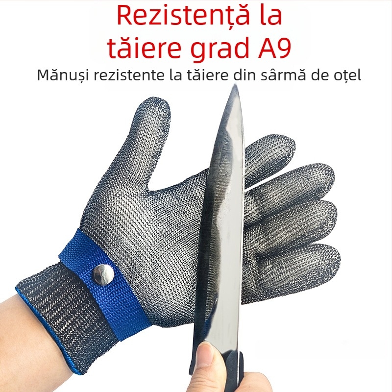 Mănuși anti-tăiere cu sârmă din oțel 316 pentru tăierea peștilor, grad A9, protecție pentru mâini, anti-tăiere și anti-zgârieturi