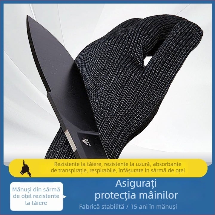 Mănuși cu acoperire din poliester și sârmă de oțel – protecție la tăiere, utilizare multiplă
