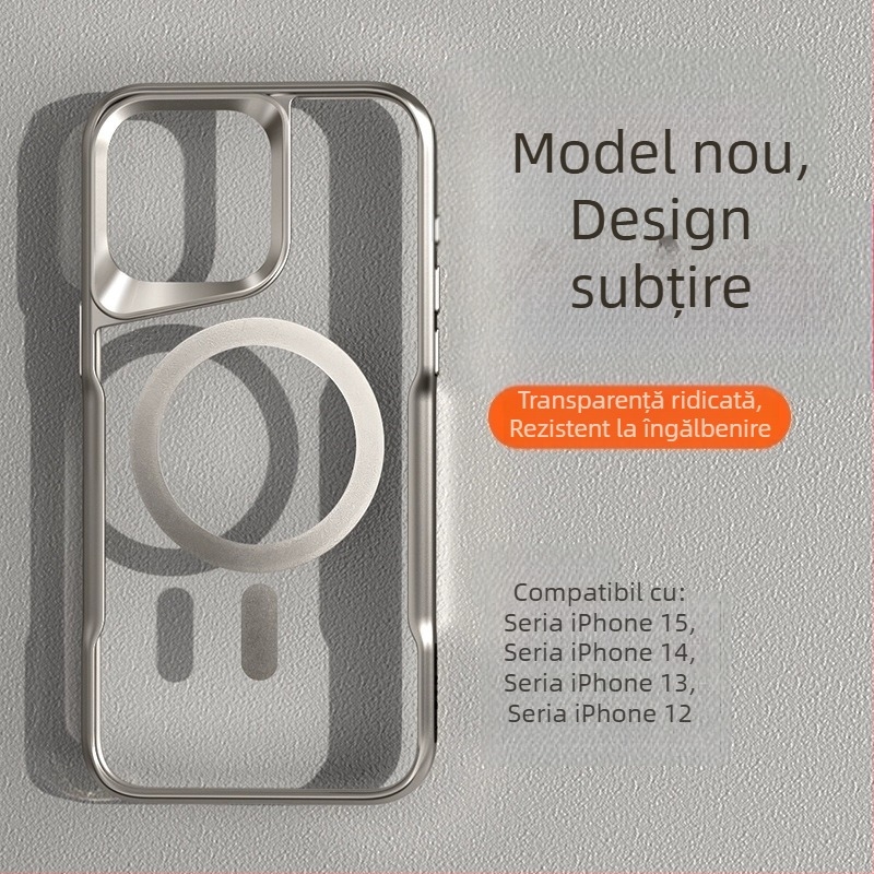 Carcasă magnetică de protecție pentru iPhone – transparentă, profil subțire
