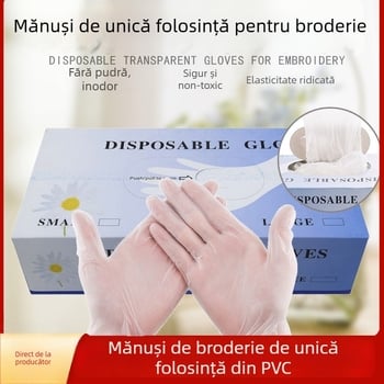 Mănuși din PVC pentru degete, de unică folosință, pentru frumusețe și tatuaje, transparente, antiderapante, mărimi S/M/L.