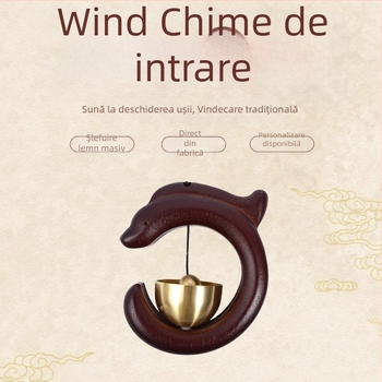 Cioc de vânt Dopamin cu clopot din cupru, sonerie magnetică de interior, decor suspendat minimalist și magnet de frigider din lemn