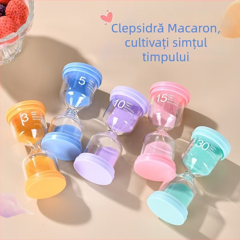 Cronometru din plastic în formă de macaron, clepsidră pentru copii, ornament creativ de timp, design modern minimalist