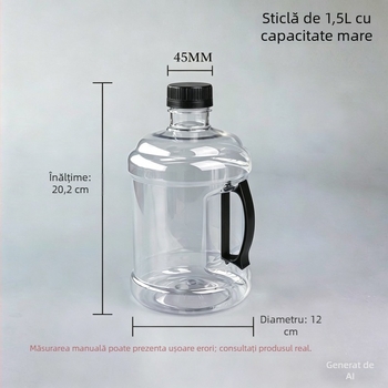 Sticlă PET de 1,5 L cu gură largă, pereți groși, sticlă goală pentru băuturi