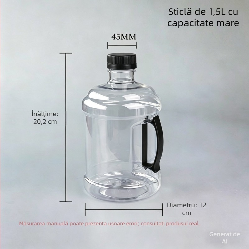 Sticlă PET de 1,5 L cu gură largă, pereți groși, sticlă goală pentru băuturi
