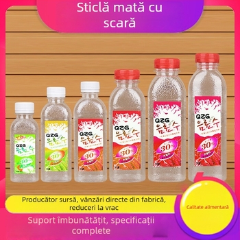 Sticlă PET transparent pătrată de 500 ml pentru băuturi cu capac, potrivită pentru miere, vin și suc, sticlă de probă