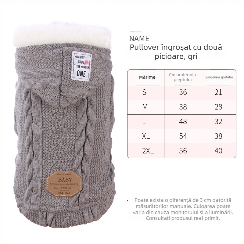 Pulover pentru pisici cu glugă, cald pentru iarnă, anti-pierdere de păr