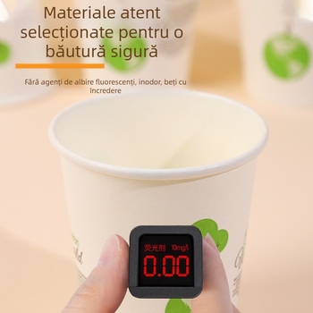 Cupe de hârtie de unică folosință, îngroșate, 235 ml, rezistente la căldură și etanșe, pentru birou și casă, pachet de 50 buc.