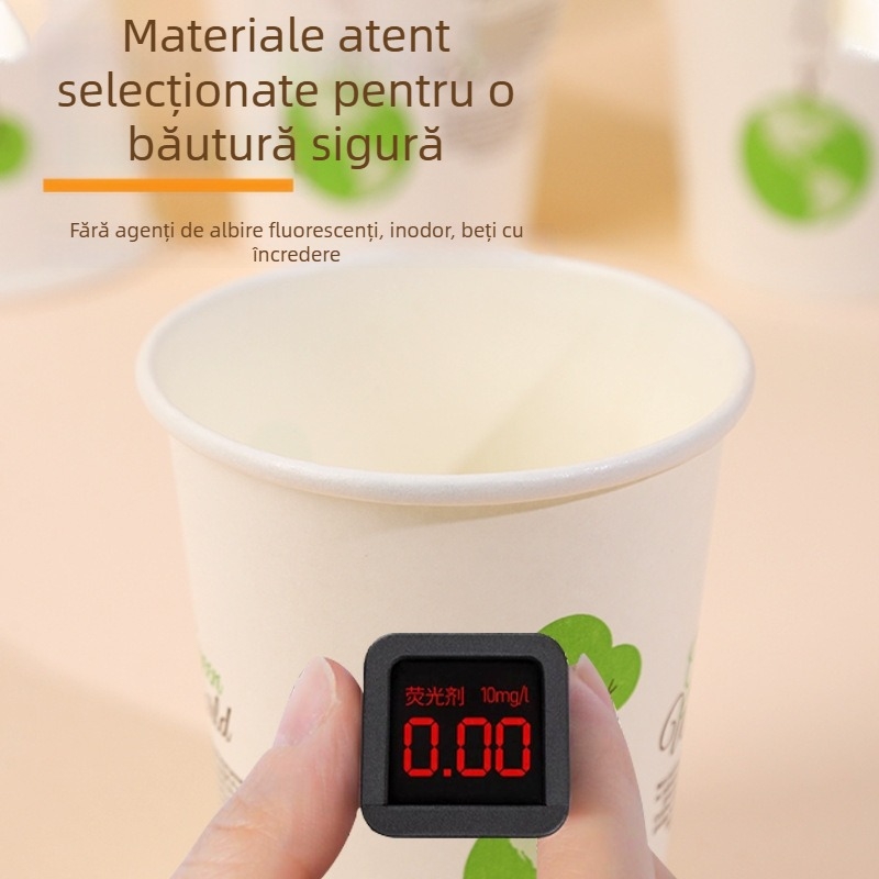 Cupe de hârtie de unică folosință, îngroșate, 235 ml, rezistente la căldură și etanșe, pentru birou și casă, pachet de 50 buc.
