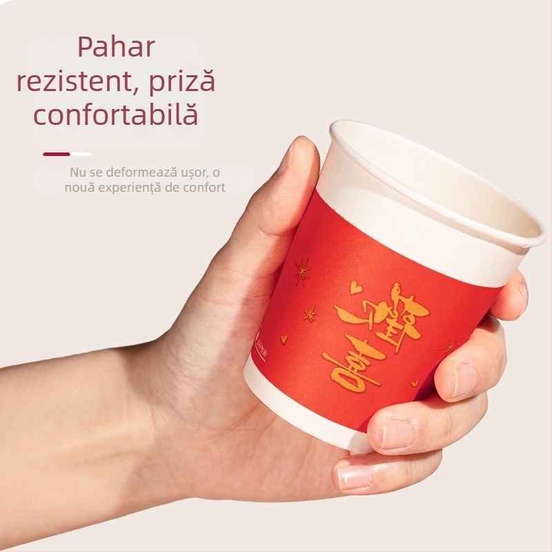 Picture Family pahare de hârtie de unică folosință, pahare mai groase pentru sărbători, pentru birou, casă și utilizare comercială, pachet de 100