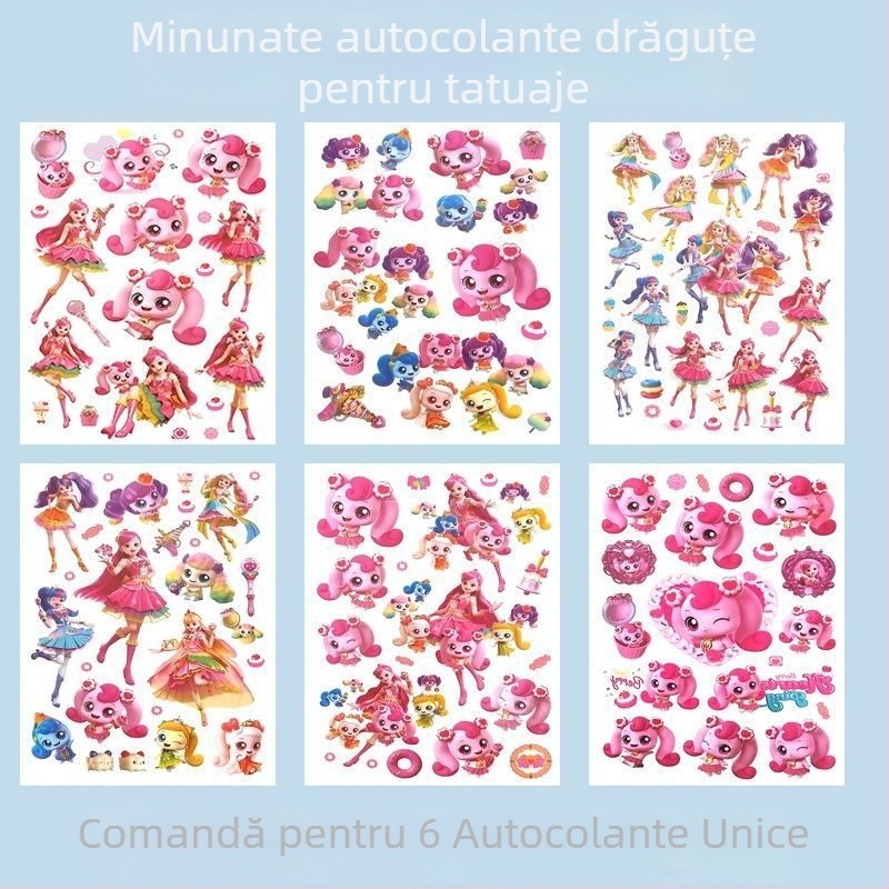 Abțibilduri tatuaj pentru copii — modele drăguțe pentru fete, noi, netoxice, impermeabile, durabile, de unică folosință