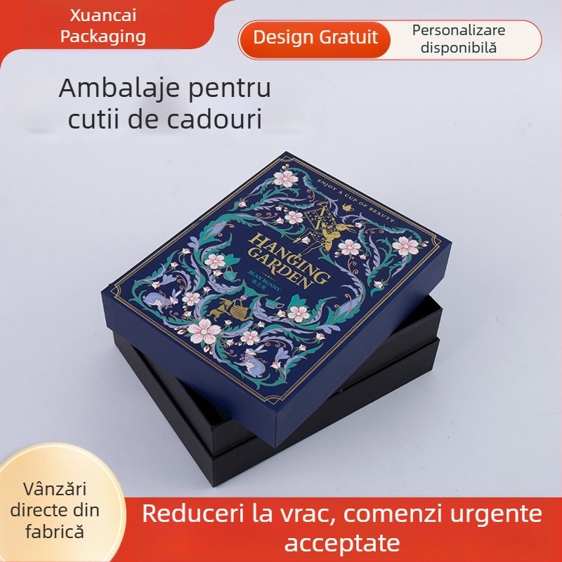 Cutie personalizată de ambalaj cadou, cutie goală pentru cadouri, cutie cadou pentru ceai, cutie întărită cu capac și bază