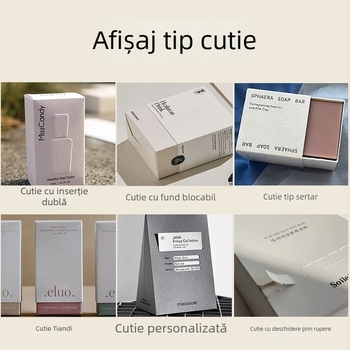 Cutie albă din carton pentru cadouri de machiaj – cutie-surpriză cu jucărie, imprimare cu temă ceai, imprimare în relief, cutie de deschidere prin rupere, personalizare în loturi mici