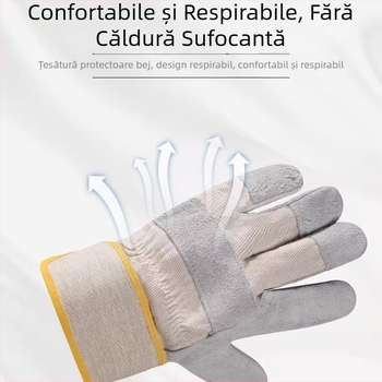 Mănuși de sudură din piele de vacă, manșetă scurtă, respirabile, rezistente la temperaturi înalte și la uzură.