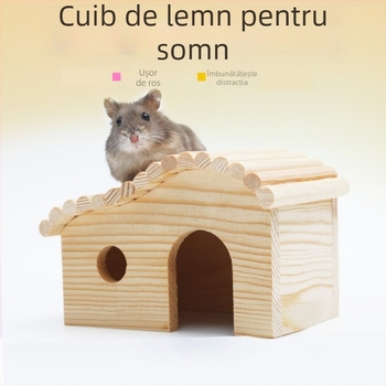 Jucărie din lemn pentru hamster, casă forestieră, cuib de dormit și turn de observație