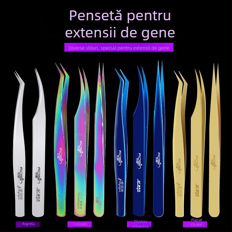 If Xuan Pensetă de frumusețe pentru gene false cu un cluster unic, anti-static, vârfuri curbate și drepte, instrument de machiaj