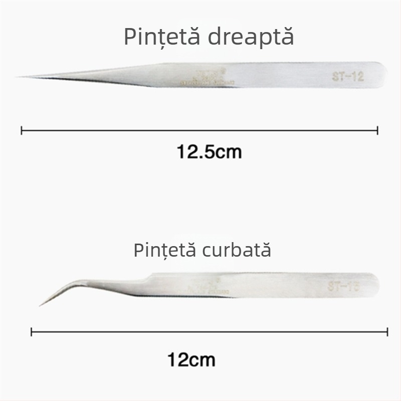 Pensete pentru gene, antistatice, precizie înaltă, pentru extensii gene, curbate și drepte