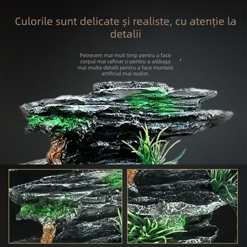 Set de peisaj pentru acvariu cu pietre decorative și plante acvatice – ornamente mici și peșteri ascunse