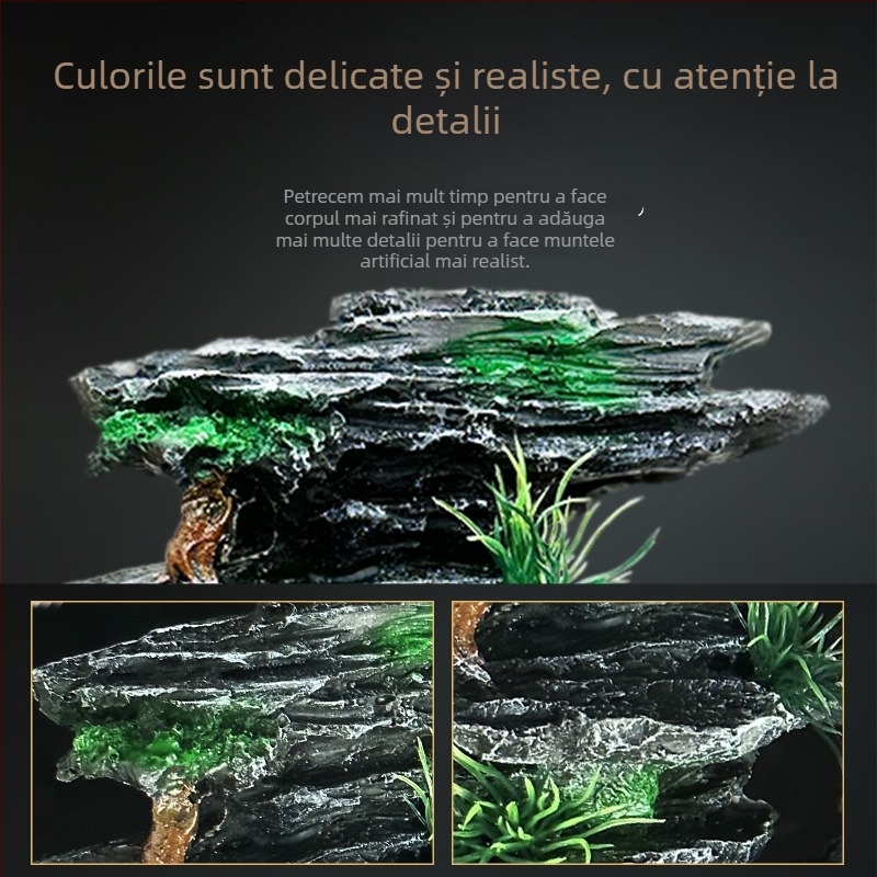 Set de peisaj pentru acvariu cu pietre decorative și plante acvatice – ornamente mici și peșteri ascunse