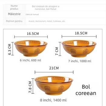 Vas ceramic mare pentru ramen cu carne de vită, stil retro, pentru restaurante și uz casnic