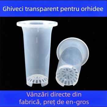 Ghiveci transparent din plastic pentru orchidă, mare dimensiune, înălțat și îngroșat