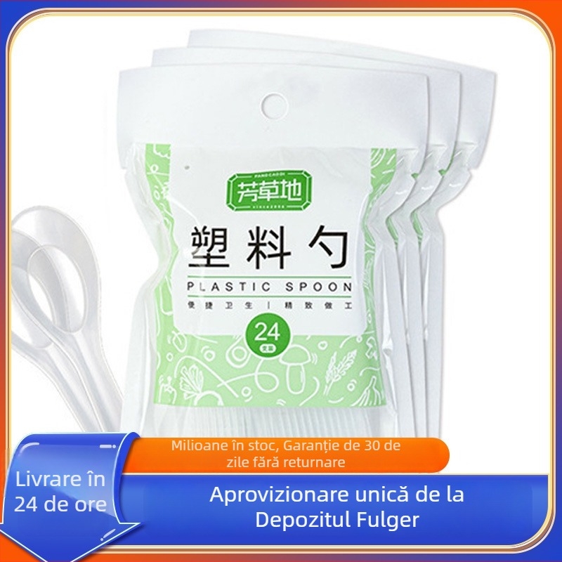 Fangcao Linguri de plastic pentru supă, de unică folosință, set de 24, transparente