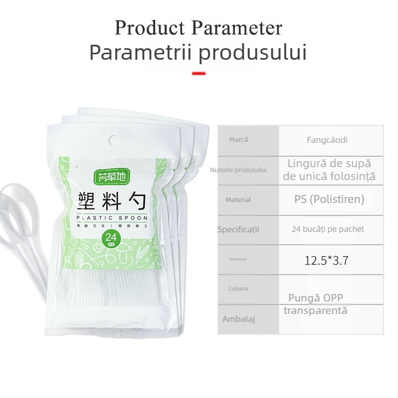 Fangcao Linguri de plastic pentru supă, de unică folosință, set de 24, transparente