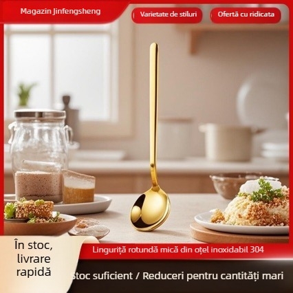 Lingură din 304 oțel inoxidabil pentru cafea și desert, lingură mică, rotundă, pentru amestecare în ceașcă